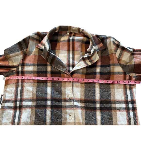 HOTOUCH Women's Plaid Shacket Jacket Button Lapel Flannel w/Pockets - XXL - Picture 9 of 12